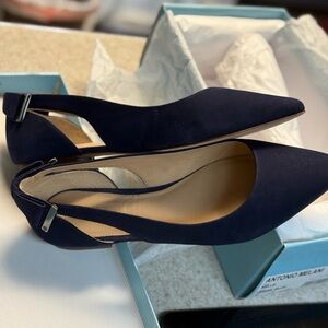 ANTONIO MELANI Dark Blue Slingback Heels